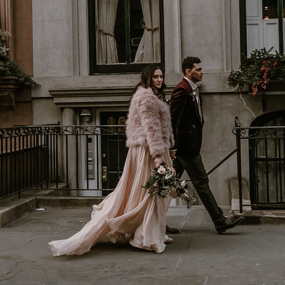 Custom Sarah Seven Lace and Silk Wedding Dress - Picture 14 of 16